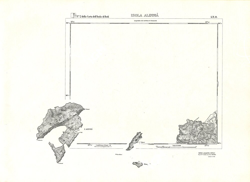 CARTA TOPOGRAFICA DELL'ISOLA DI RODI (ATLANTE) - Tavola 8 - Isola Alinnia