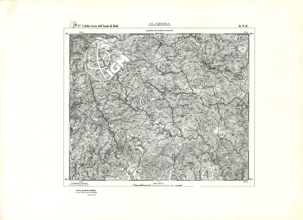 CARTA TOPOGRAFICA DELL'ISOLA DI RODI (ATLANTE) - Tavola 9 - Alaerma