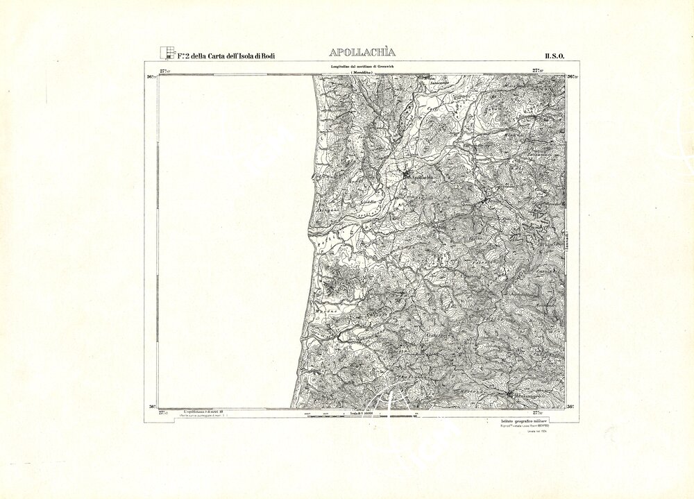 CARTA TOPOGRAFICA DELL'ISOLA DI RODI (ATLANTE) - Tavola 11 - Apollachia