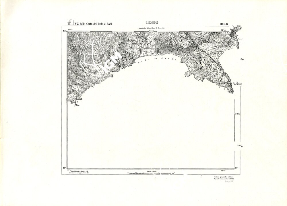 CARTA TOPOGRAFICA DELL'ISOLA DI RODI (ATLANTE) - Tavola 17 - Lindo