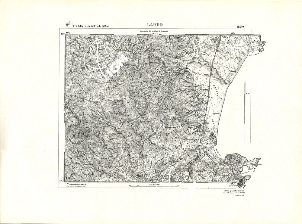 CARTA TOPOGRAFICA DELL'ISOLA DI RODI (ATLANTE) - Tavola 18 - Lardo