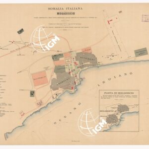 SOMALIA ITALIANA. MOGADISCIO. PIANTA DIMOSTRATIVA DELLE NUOVE COSTRUZIONI EDILIZIE ESEGUITE ED INIZIATE AL I° OTTOBRE 1912.