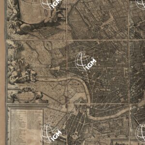 RECENTIS ROMAE ICHNOGRAPHIA ET HYPSOGRAFIA SIVE PLANTA ET FACIES AD MAGNIFICENTIAM QUA SUB ALESANDRO VII P.M. URBIS IPSA DIRECTA EXCULTA ET DECORATA EST IO BAPTISTA FALDA DE VALLE UDIAE ET INCIDIT CURA ET TYOIS IO IACOBI DE RUBEIS...