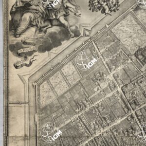 PIANTA ED ALZATO DELLA CITTA' DI FERRARA PRIMA PUBBLICATA DA ANDREA BOLZONI INCISORE FERRARESE ED ORA RIDOTTA SECONDO IL SUO STATO NEL PRESENTE ANNO MDCCLXXXII DA GIAMBATTISTA GALLI INCISORE. RIFORMATA L'A. 1794.