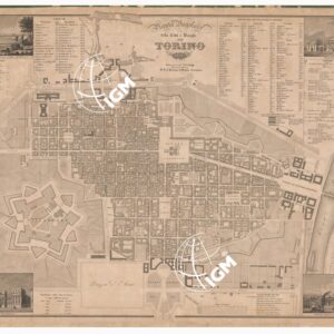 PIANTA REGOLARE DELLA CITTA' E BORGHI DI TORINO PRESSO GIO. BATTA MAGGI, NEGOZIANTE DI STAMPE DI S. A. IL PRINCIPE DI SAVOIA CARIGNANO
