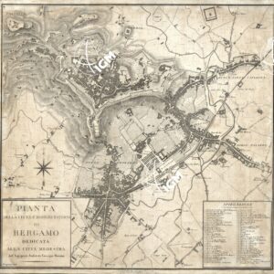 PIANTA DELLA CITTA' E BORGHI ESTERNI DI BERGAMO DEDICATA ALLA CITTA' MEDESIMA DALL'INGEGNERE ARCHITETTO GIUSEPPE MANZINI