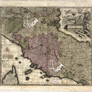 NOVISSIMA ET ACCURATISSIMA DELINEATIO STATUS ECCLESIAE ET MAGNI DUCATUS HETRURIAE PUBLICI JURIA FACTA PER MATTH. SEUTTER CHALCOGR. AUGUST. VINDELA - Stato Pontificio e Granducato di Toscana