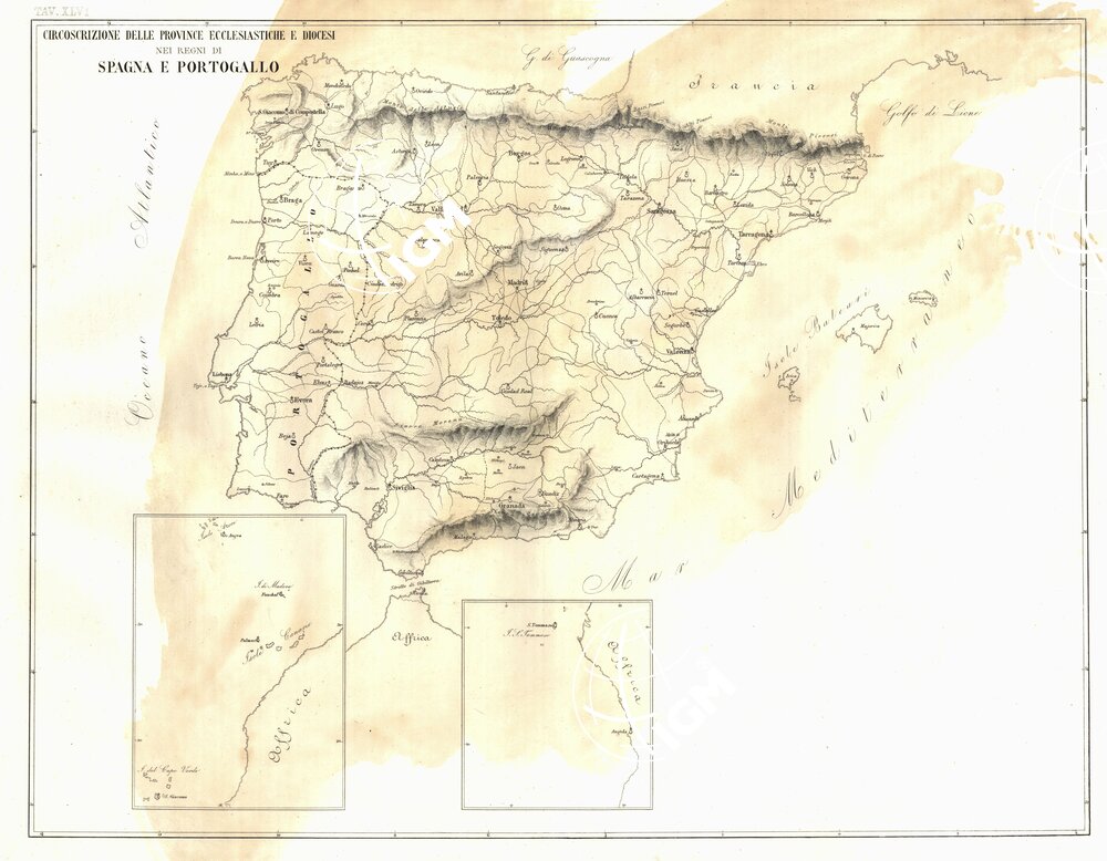 L'Atlante del Petri - Parte II Tavole XLVI - XLVII - XLVIII - XLIX - L - CIRCOSCRIZIONE DELLE PROVINCE ECCLESIASTICHE E DIOCESI NEI REGNI DI SPAGNA E PORTOGALLO.