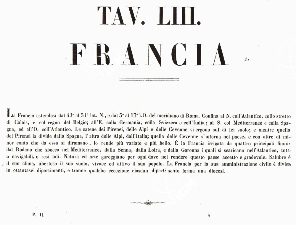 L'Atlante del Petri- Parte II Tavola LIII - CIRCOSCRIZIONE DELLE PROVINCE ECCLESIASTICHE E DIOCESI IN FRANCIA.