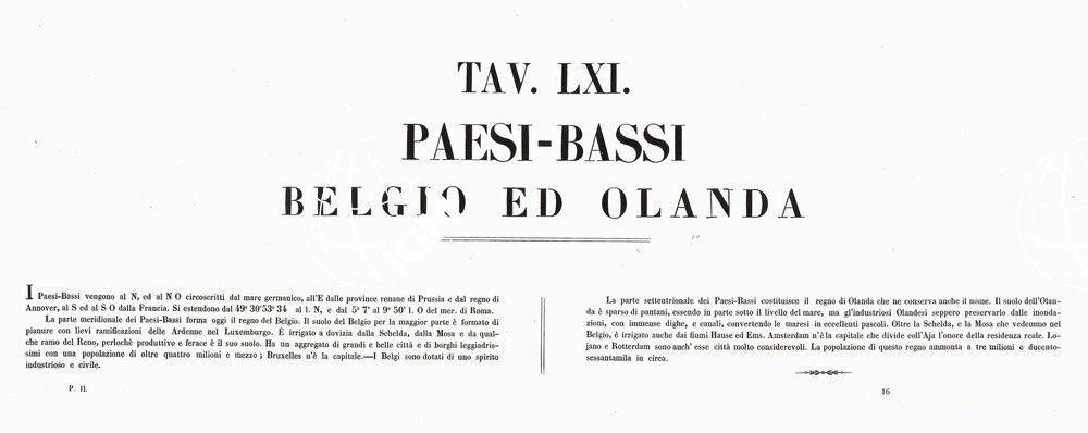 L'Atlante del Petri. - Parte II Tavole LXI - CIRCROSCRIZIONE DELLE PROVINCIE ECCLESIASTICHE E DIOCESI NEI REGNI DEL BELGIO, ED OLANDA.