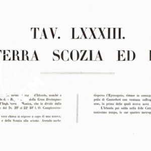 L'Atlante del Petri - Parte II Tavole LXXXIII - CIRCOSCRIZIONE DELLE PROVINCE ECCLESIASTICHE E DIOCESI D'INGHILTERRA IRLANDA E DEI VICARIATI IN SCOZIA