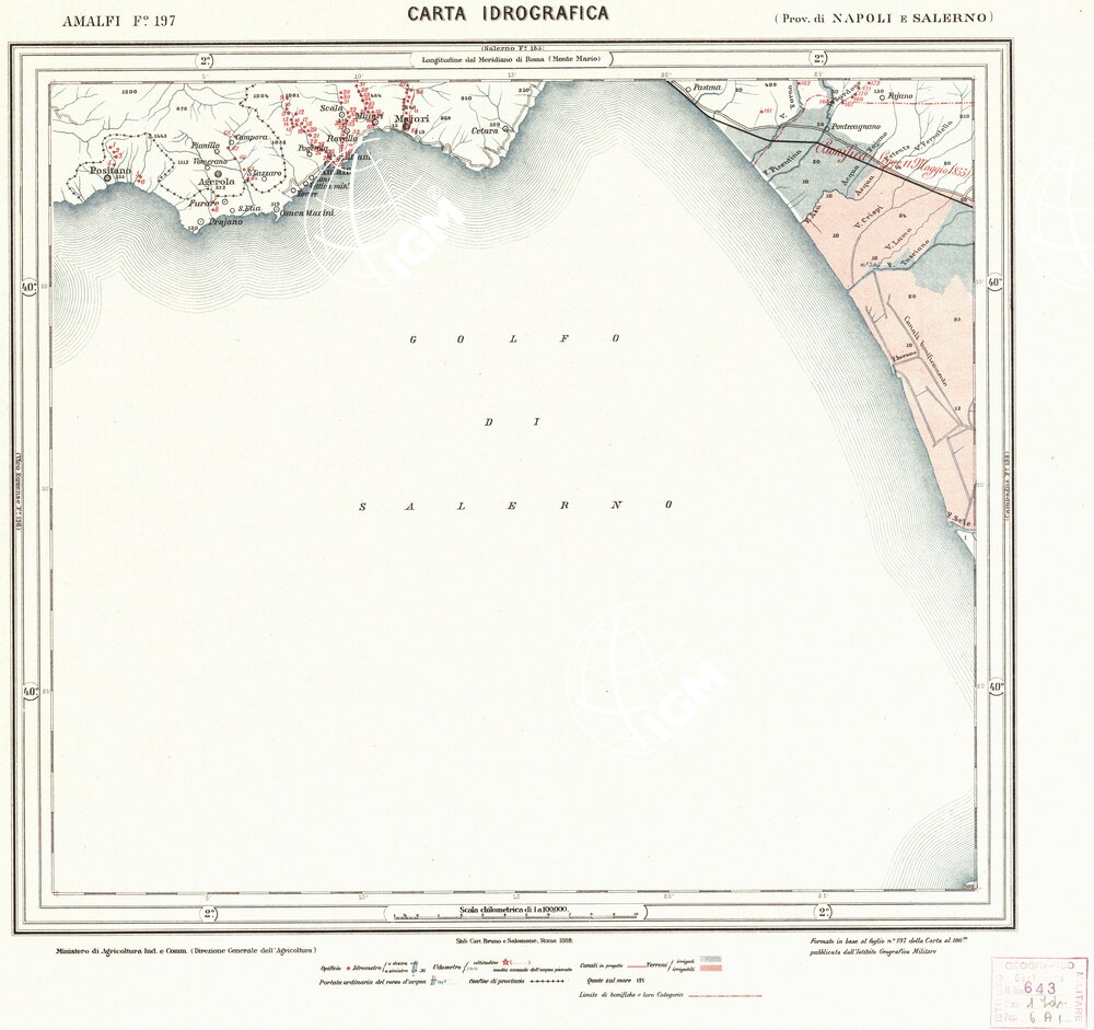 CARTA IDROGRAFICA DEL REGNO D'ITALIA - Foglio 197 - Amalfi