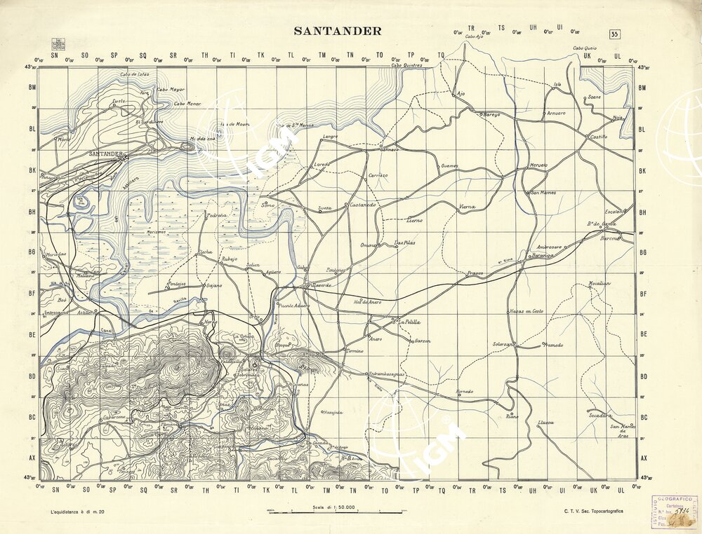 MAPA TOPOGRAFICA DE ESPANA - Santander