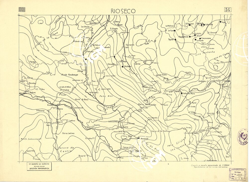 MAPA TOPOGRAFICA DE ESPANA - Rioseco