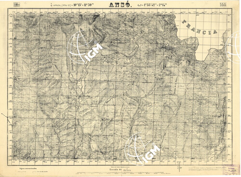MAPA TOPOGRAFICO DE ESPANA - Anso