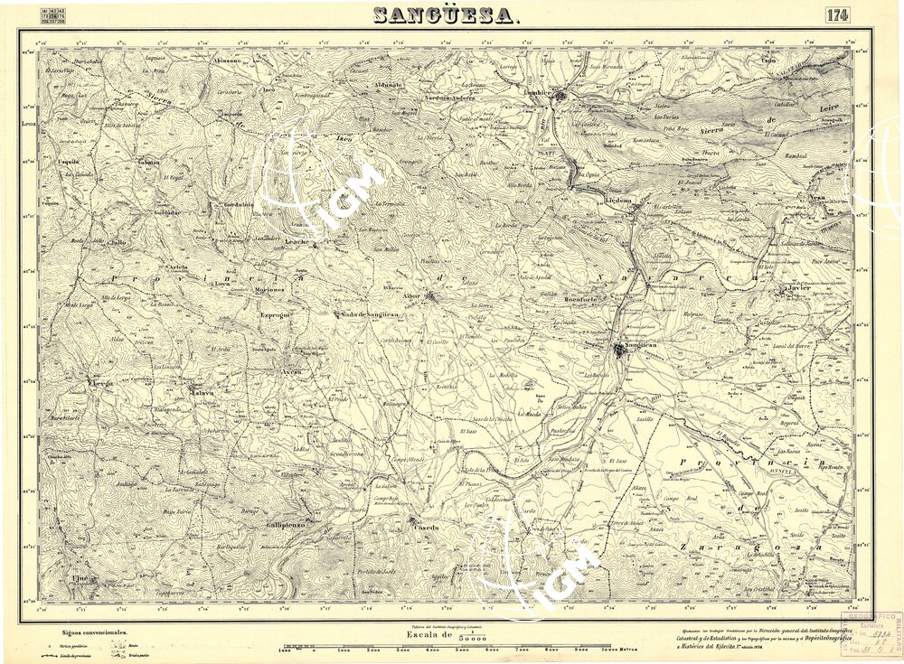 MAPA TOPOGRAFICA DE ESPANA - Sanguesa
