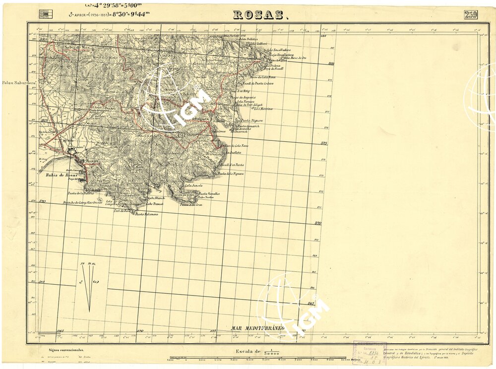MAPA TOPOGRAFICA DE ESPANA - Rosas