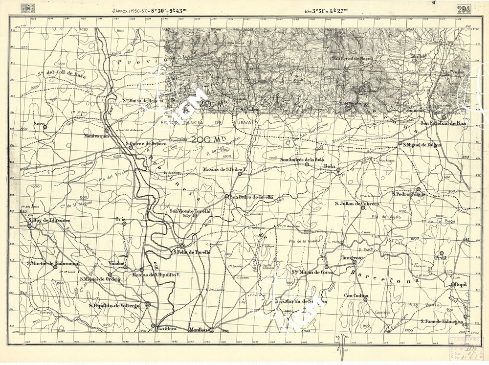 MAPA TOPOGRAFICA DE ESPANA - S. Feliu de Torello