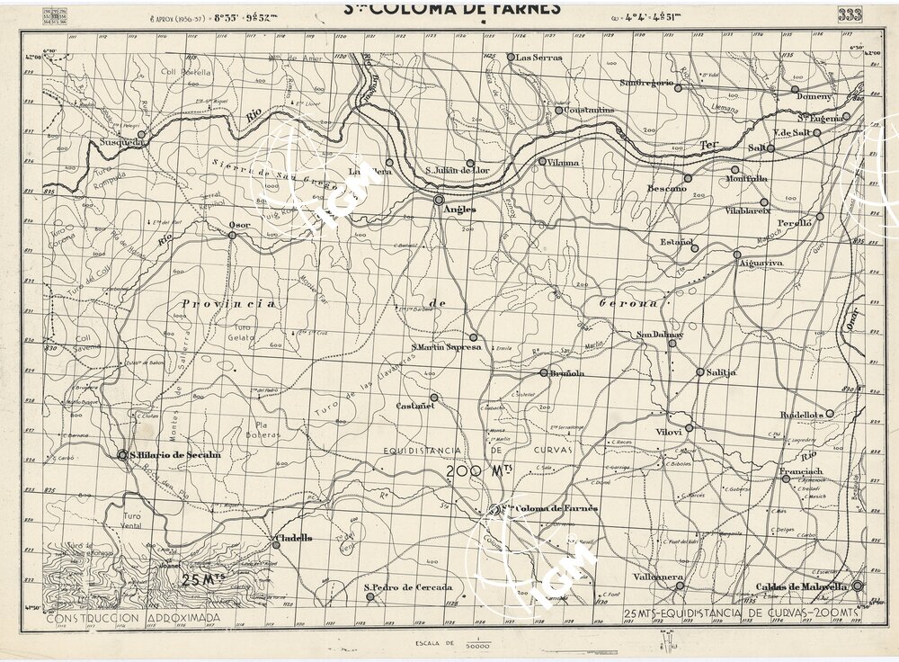 MAPA TOPOGRAFICA DE ESPANA - S. Colomba de Parnes