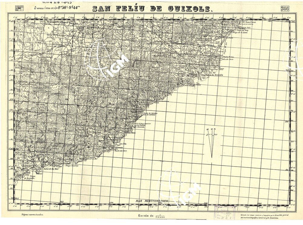 MAPA TOPOGRAFICA DE ESPANA - San Feliu de Guixols