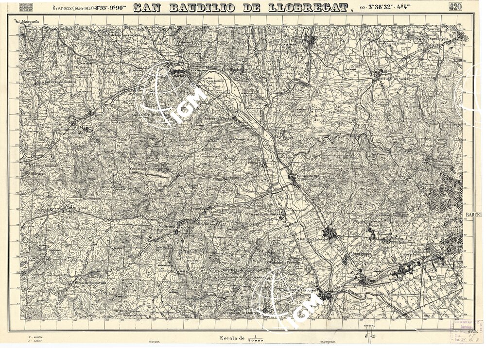 MAPA TOPOGRAFICA DE ESPANA - San Baudilio de Llobregat