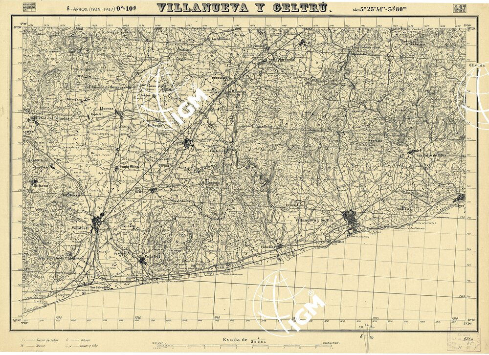 MAPA TOPOGRAFICA DE ESPANA - Villanueva y Geltru