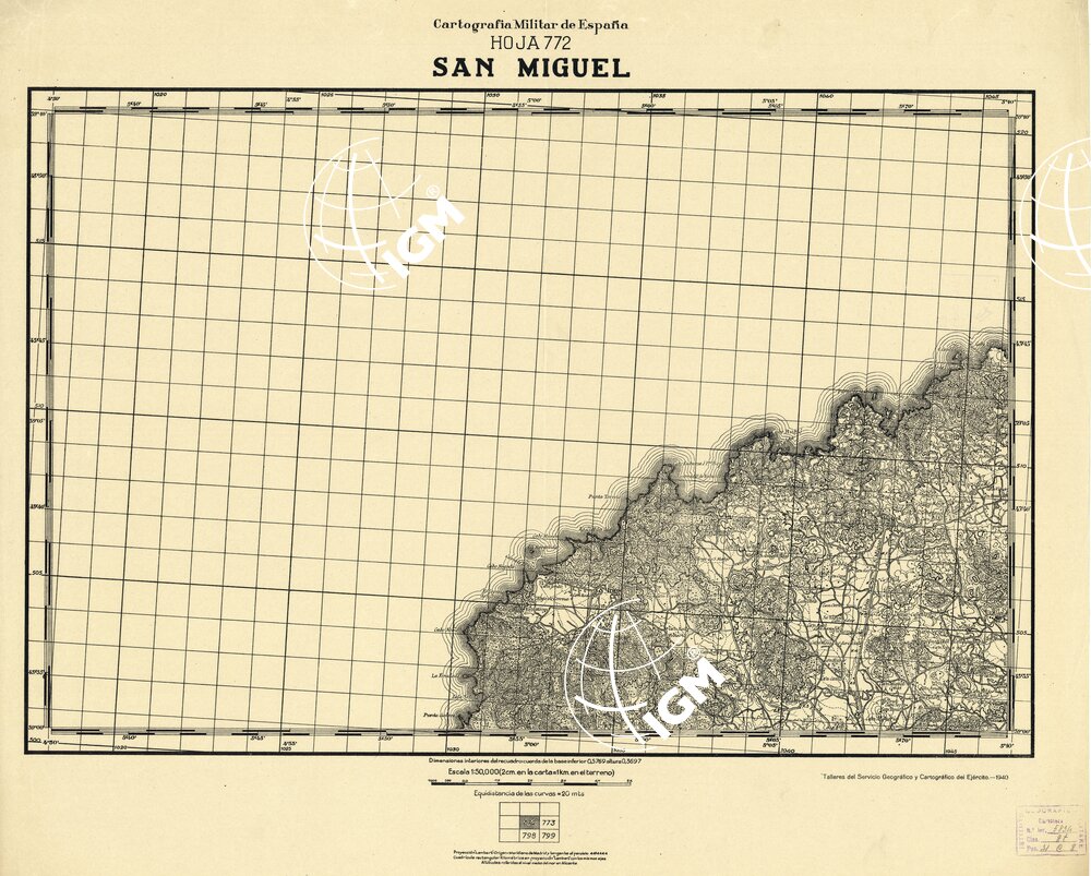MAPA TOPOGRAFICA DE ESPANA - San Miguel