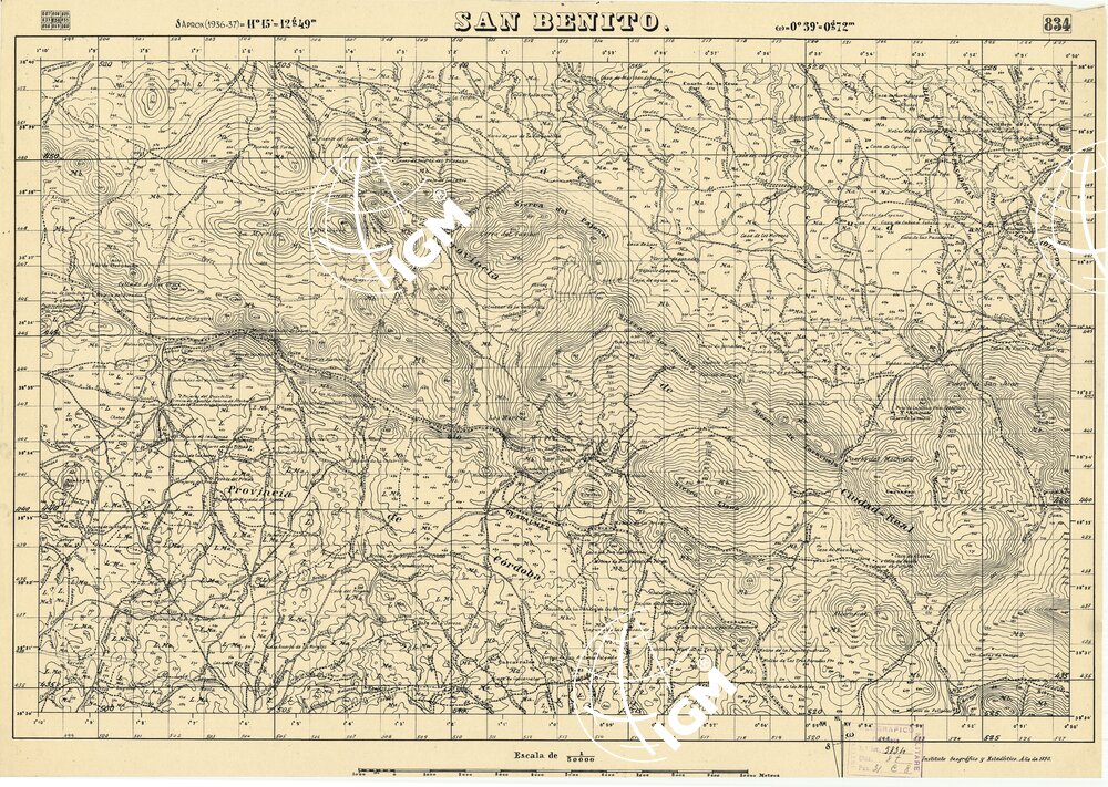 MAPA TOPOGRAFICA DE ESPANA - San Benito - Foglio 834