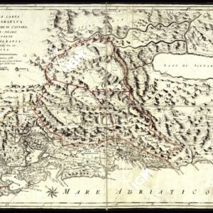 NUOVA CARTA TOPOGRAFICA DELLE BOCCHE DI CATTARO MONTENEGRO E PARTE DELL'ALBANIA