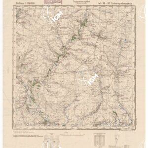 RUSSIA - RUSSISCHE KARTE (RIPRODUZIONE TEDESCA DELLA CARTA ORIGINALE DELLO S.M. DELL'ESERCITO ROSSO) Foglio M-38-97 Tschernyschewskaja