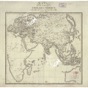 KARTE UBER DIE VERBREITUNG DER CHOLERA - MORBUS IN ASIEN, AFRIKA UND EUROPA