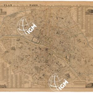 NOUVEAU PLAN DE LA VILLE DE PARIS, DIVISE 12 ARRONDISSEMENS ET 48 QUARTIERS