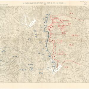L'ESERCITO ITALIANO NELLA GRANDE GUERRA 1915-1918 - VOL. IV 1917 - TOMO 2° TER - Carta 4 - La situazione delle forze contrapposte sulla fronte del XX C. A. al 10 giugno 1917