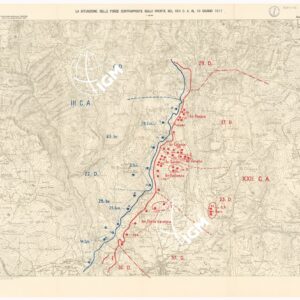 L'ESERCITO ITALIANO NELLA GRANDE GUERRA 1915-1918 - VOL. IV 1917 - TOMO 2° TER - Carta 5 - La situazione delle forze contrapposte sulla fronte del XXII C. A. al 10 giugno 1917