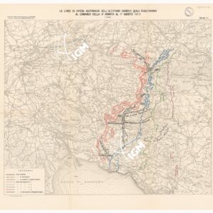 L'ESERCITO ITALIANO NELLA GRANDE GUERRA 1915-1918 - VOL. IV 1917 - TOMO 2° TER - Carta 11 - Le linee di difesa austriache dell'altipiano carsico quali risultavano al comando della 3 armata al 1 agosto 1917
