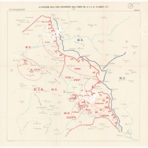 L'ESERCITO ITALIANO NELLA GRANDE GUERRA 1915-1918 - VOL. IV 1917 - TOMO 2° TER - Carta 15 - La situazione delle forze contrapposte sulla fronte del IV C.A. al 18 agosto 1917