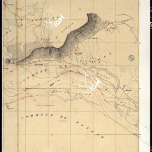 TABLEAU D'ASSEMBLAGE DE CARTE DES BASSINS INONDABLES DU RHONE ET DU GUIERS RELATIVE AUX LIGNES LATERALES LEVEE ET DESSINEE A' L'ECHELLE D'UN 5.000 ME PAR LES CAP. NES DU GENIE CIVIL MELANO ET BAGETTI - BASSIN DE LUC EY ET DE YENNE FOGLI IV PARTE 2.