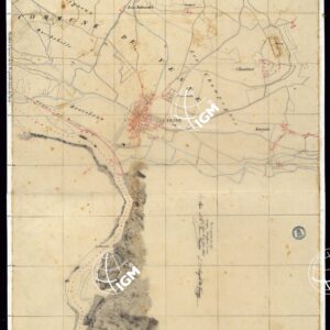 TABLEAU D'ASSEMBLAGE DE CARTE DES BASSINS INONDABLES DU RHONE ET DU GUIERS RELATIVE AUX LIGNES LATERALES LEVEE ET DESSINEE A' L'ECHELLE D'UN 5.000 ME PAR LES CAP. NES DU GENIE CIVIL MELANO ET BAGETTI -  BASSIN DE YENNE FOGLIO V.