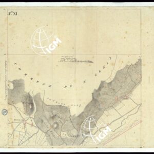 TABLEAU D'ASSEMBLAGE DE CARTE DES BASSINS INONDABLES DU RHONE ET DU GUIERS RELATIVE AUX LIGNES LATERALES LEVEE ET DESSINEE A' L'ECHELLE D'UN 5.000 ME PAR LES CAP. NES DU GENIE CIVIL MELANO ET BAGETTI - FOGLIO XI.