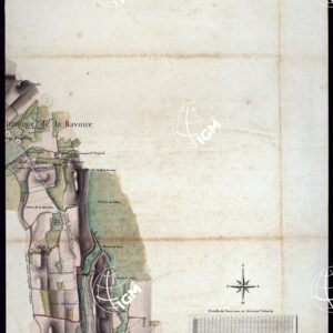 MODELE QUI SERT POUR L'UNION DES FEUILLES, QUI COMPOSENT LA CARTE DE LA GRANDE ROUTE DEPUIS CHAMBERY JUSQU'A S. JEAN DE MAURIENNE LEVEE SUR LIEUX DANS SUR LIEUX DANS ANNES 1781 ET 1782 PAR MARCHETTI INGENIUR TOPOGRAPHE DE S. M. - FOGLIO II.