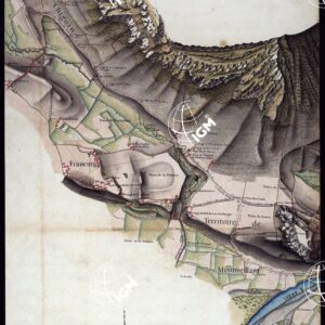 MODELE QUI SERT POUR L'UNION DES FEUILLES, QUI COMPOSENT LA CARTE DE LA GRANDE ROUTE DEPUIS CHAMBERY JUSQU'A S. JEAN DE MAURIENNE LEVEE SUR LIEUX DANS SUR LIEUX DANS ANNES 1781 ET 1782 PAR MARCHETTI INGENIUR TOPOGRAPHE DE S. M. - FOGLIO V.