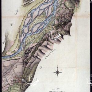 MODELE QUI SERT POUR L'UNION DES FEUILLES, QUI COMPOSENT LA CARTE DE LA GRANDE ROUTE DEPUIS CHAMBERY JUSQU'A S. JEAN DE MAURIENNE LEVEE SUR LIEUX DANS SUR LIEUX DANS ANNES 1781 ET 1782 PAR MARCHETTI INGENIUR TOPOGRAPHE DE S. M. - FOGLIO XVII.