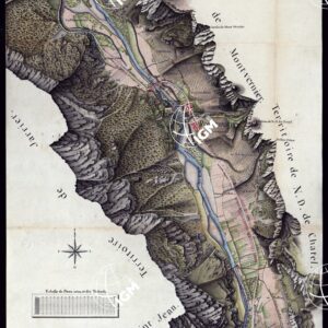 MODELE QUI SERT POUR L'UNION DES FEUILLES, QUI COMPOSENT LA CARTE DE LA GRANDE ROUTE DEPUIS CHAMBERY JUSQU'A S. JEAN DE MAURIENNE LEVEE SUR LIEUX DANS SUR LIEUX DANS ANNES 1781 ET 1782 PAR MARCHETTI INGENIUR TOPOGRAPHE DE S. M. - FOGLIO XXII.