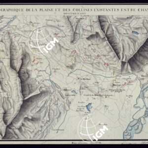 PLAN TOPOGRAPHIQUE DE LA PLAINE ET DES COLLINES EXISTANTES ENTRE CHAMBERY ET MONTMEILANT.