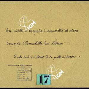 TRE MODELLI DI TOPOGRAFIA IN ACQUERELLO DEL CELEBERE TOPOGRAFO BRAMBILLA CAV. VITTORIO 2 ALLA SCALA DI  1:20.000 ED 1 A QUELLA DEL 40.000. - DISEGNO 1