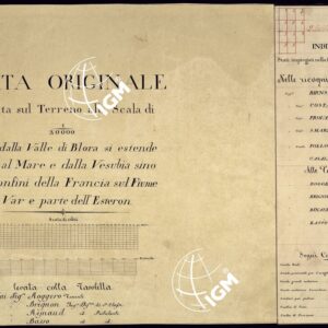 CARTA ORIGINALE LEVATA SUL TERRENO ALLA SCALA 1:20 000 CHE DALLA VALLE DI BLORA SI ESTENDE FINO AL MARE E DALLA VESUBIA SINO AI CONFINI DELLA FRANCIA SUL FIUME VAR E PARTE DELL'ESTERON - FOGLIO 10 - TITOLO E SEGNI CONVENZIONALI.