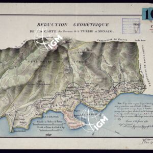 REDUCTION GEOMETRIQUE DE LA CARTE DES ENVIRONS DE LA TURBIE ET MONACO.