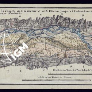 PARTIE DU COURS DU VAR DEPUIS LA CHAPELLE DE S'SAUVEUR ET S' ETIENNE JUSQUE A L'EMBOUCHEURE DE CE TORRENT DANS LA MER AVEC LES HAUTEURS QUI L'ENCAISSENT DE PART ET D'AUTRE, PAR MONSIERUR MARCHETTI.