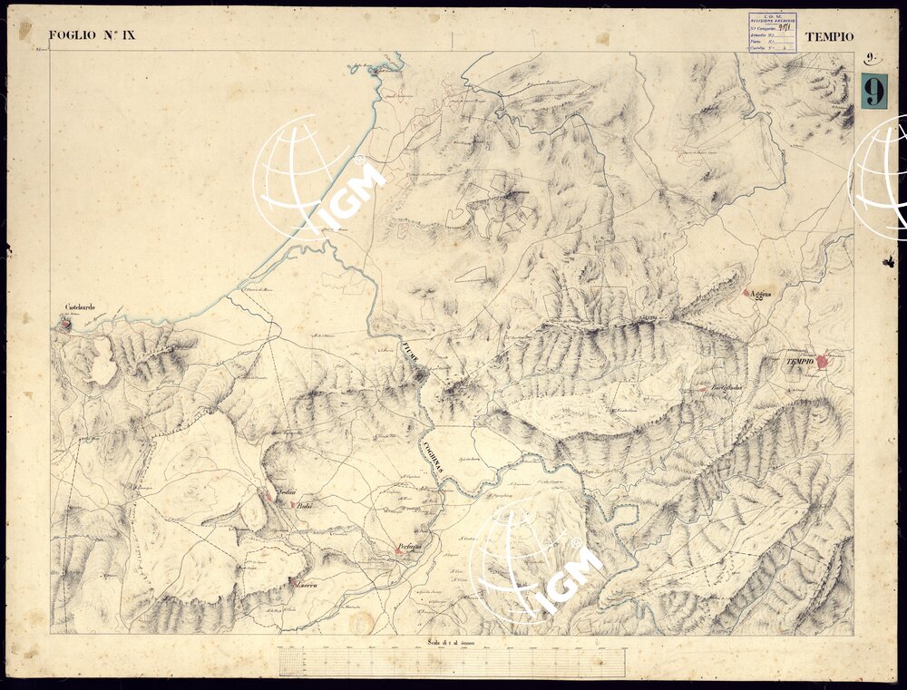 ATLANTE DELL'ISOLA DI SARDEGNA ALLA SCALA DI 1 AL 50.000 - FOGLIO IX TEMPIO.
