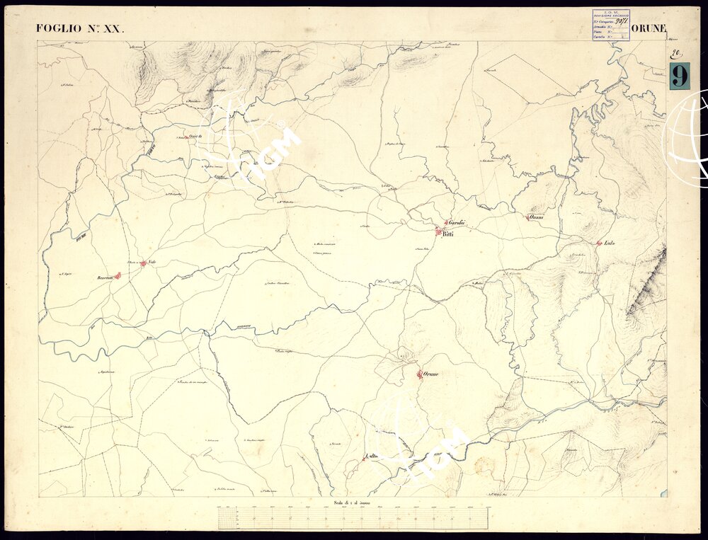 ATLANTE DELL'ISOLA DI SARDEGNA ALLA SCALA DI 1 AL 50.000 - FOGLIO XX ORUNE.